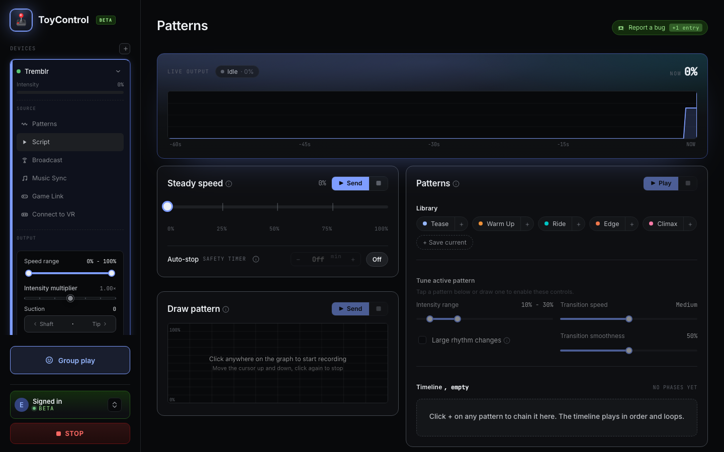 Loaded funscript with the heatmap highlighted
